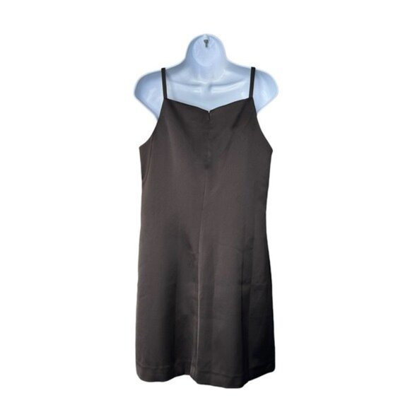 Tuckernuck Chocolate Satin Lara Square Neck Party Cocktail Formal Mini Dress 4 - Picture 6 of 7